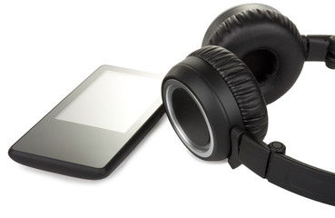 modern audio player and headphone