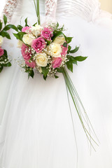 A beautiful bridal bouquet at a wedding party