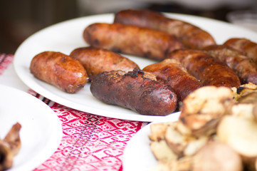 Tasty sausage with potato