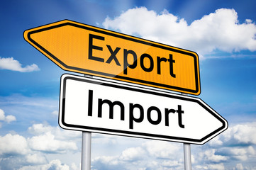 Wegweiser mit Export und Import