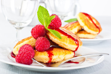 Pancakes with raspberry