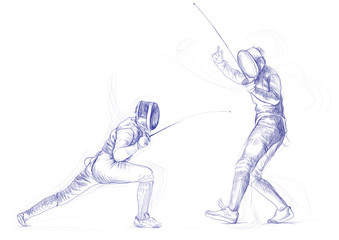 fencing - hand drawing picture (this is original drawing)