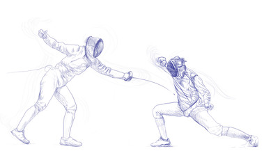 fencing - hand drawing picture (this is original drawing)