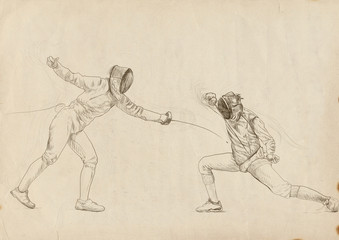 fencing - hand drawing picture (this is original drawing)