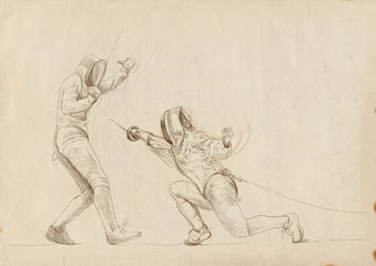 fencing - hand drawing picture (this is original drawing)