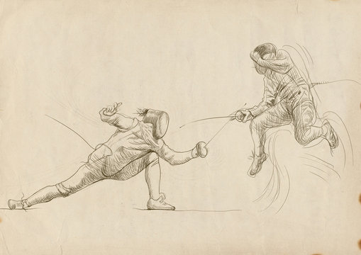 fencing - hand drawing picture (this is original drawing)