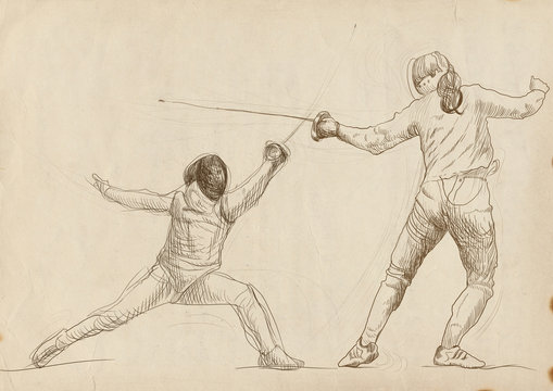 fencing - hand drawing picture (this is original drawing)