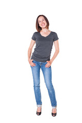 Fototapeta premium beautiful young woman in jeans and tshirt