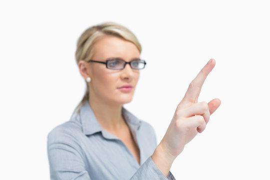 Businesswoman pointing out