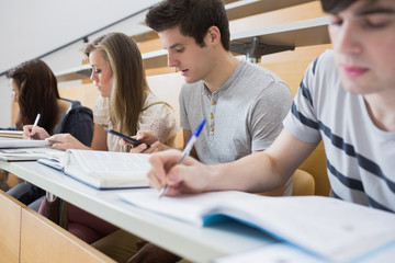 Students sitting at the desk at the lecture hall