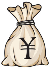 Money bag with yen sign vector illustration