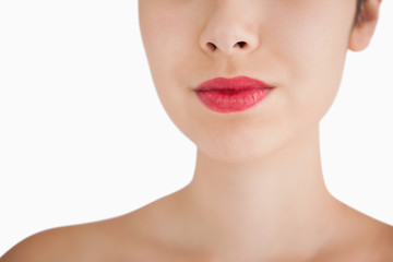 Obraz na płótnie Canvas Woman wearing red lipstick