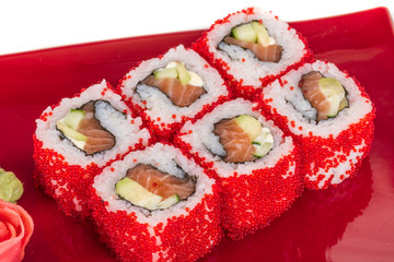 Tobiko Spicy Maki Sushi - Hot Roll with various type of Tobiko (