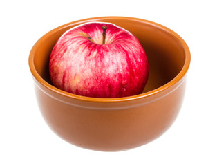 fresh red apples in the dish isolated on white background