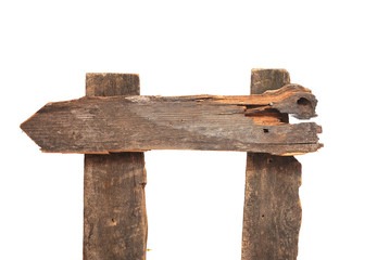 Old weathered wood sign isolated