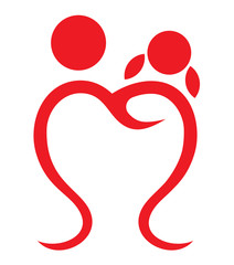 Red heart boy and girl