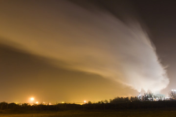 Smoke derived from a large oil-refinery plant