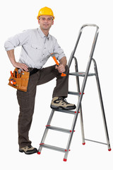 Worker with a stepladder