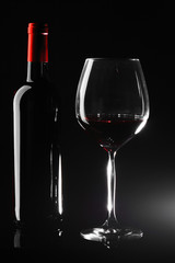 Red Wine Glass silhouette Black Background