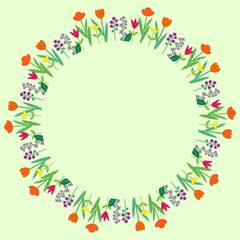 Multicolored flowers wreath