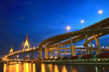 Naklejka na ściany i meble Bhumibol Bridge, Bangkok, Tajlandia