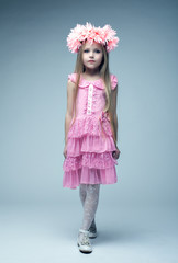 Pretty girl sitting on  floor