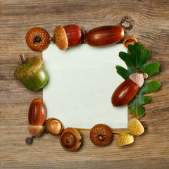 Autumn acorn frame with copy-space