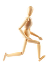 a wooden man, isolated over white background