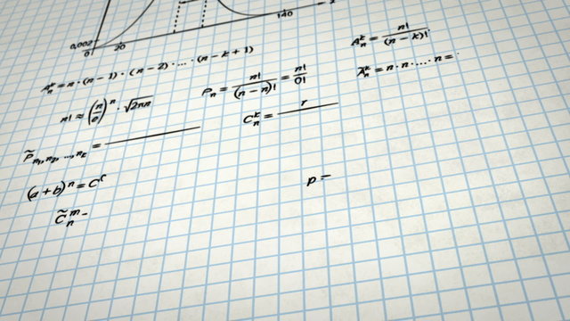 Math physics formulas on squared paper tilting loop
