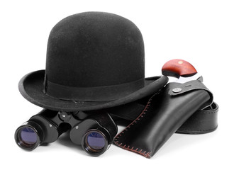 Detective and spy accessories. Security concept.