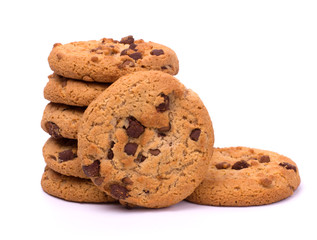 Chocolate pastry cookies isolated on white background