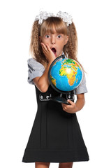 Little girl with globe