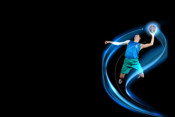 Basketball player with a ball