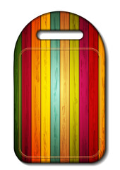 Vector colorful wooden cutting board on white background. Eps 10