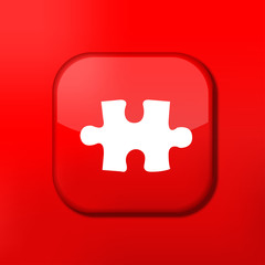 Vector red puzzle icon. Eps10. Easy to edit