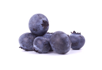 Blueberries closeup on white background