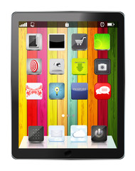 vector realistic computer tablet with app icon 