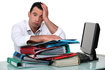 Overworked office worker