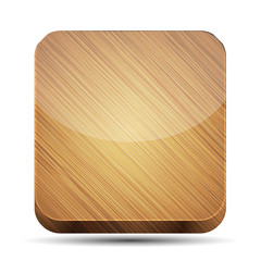 Vector wooden app icon on white background. Eps10