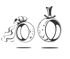 bridegroom and bride. wedding ring. vector illustration