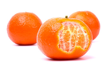 Ripe tangerines isolated on white background