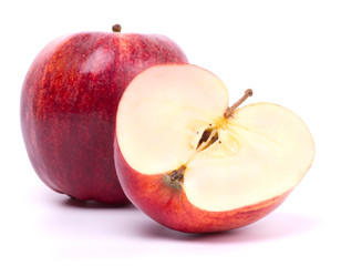 Sliced red apple isolated on the white