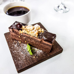 dessert and hot coffee