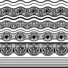 Lace seamless borders. Vector set of elements for design.