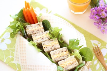 Boiled egg sandwich on multigrain bread