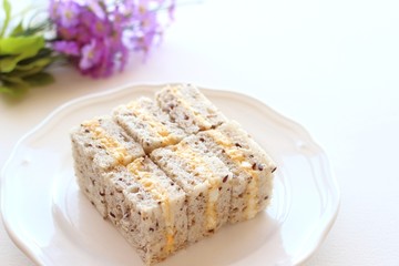 Boiled egg sandwich on multigrain bread