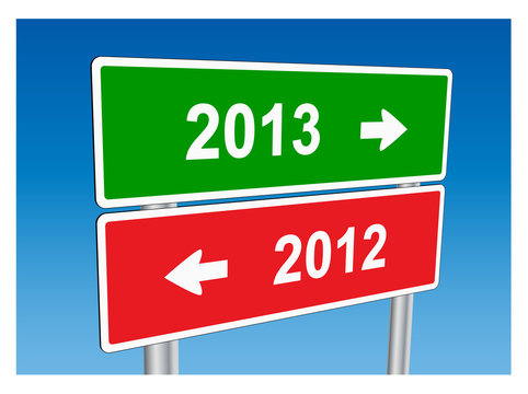 2013 & 2012 Signposts (Happy New Year greetings card)
