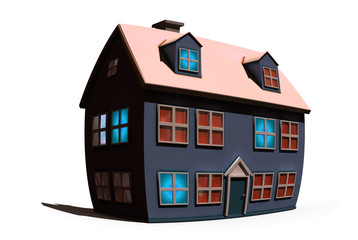 isolated big house - 3d render illustration on white