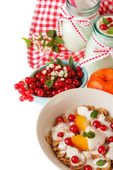 Granola, yogurt and berry fruits