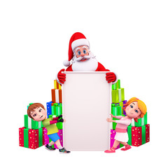 santa with big sign and gift box